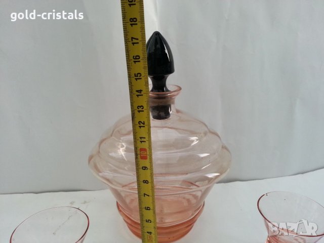 Ретро стъклен сервиз цветно стъкло , снимка 2 - Антикварни и старинни предмети - 33551416