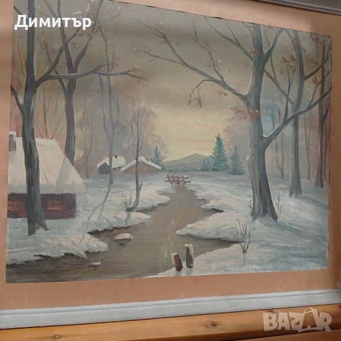Живопис Картина в рамка зимен пейзаж , снимка 3 - Картини - 53124603