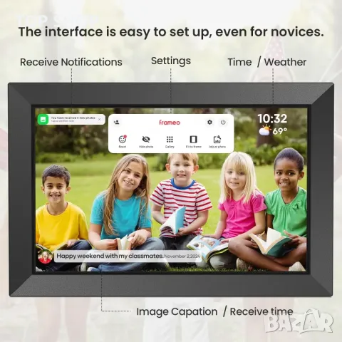 Цифрова фоторамка Frameo-10.1" WiFi IPS сензорен екран 1280 * 800,32GB, снимка 8 - Друга електроника - 49747817