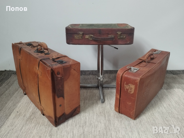 Колекция от стари кожени куфари, снимка 10 - Куфари - 44846772