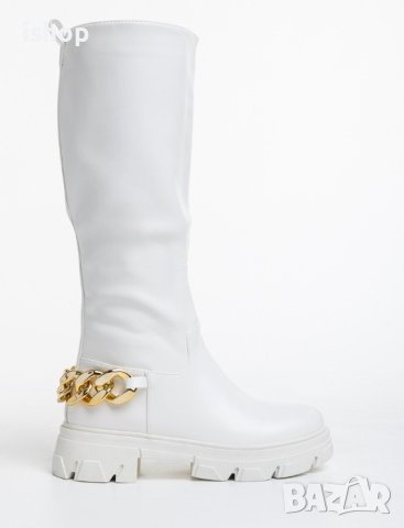 Дамски Бели Ботуши, снимка 2 - Дамски ботуши - 43596710