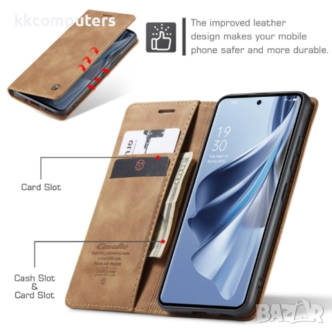 Oppo Reno12 Pro 5G CASEME Magnetic Wallet Кожен Калъф и Протектор, снимка 2 - Калъфи, кейсове - 52674221