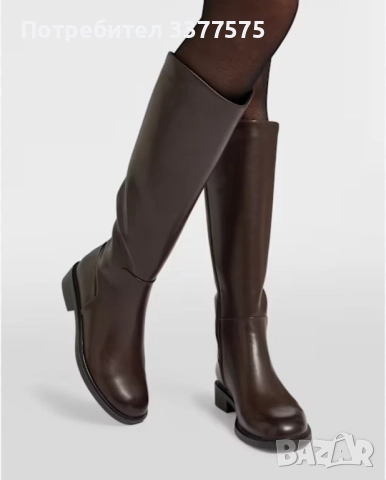 Кафяви кожени ботуши 37 н, снимка 2 - Дамски ботуши - 52178457