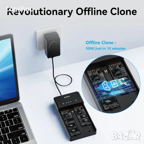 НОВА Докинг станция NVMe Clone, 10Gbit/s Dual-Bay Tool-Free USB C към NVME, снимка 4 - Друга електроника - 50542606