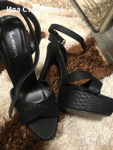 Дамски елегантни черни кожени сандали Shoe AQUARIUM, снимка 7 - Сандали - 28360173