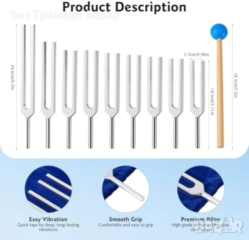 Нов Камертон сет за йога медитация рейки 9 броя 174–963Hz + калъф + чукче, снимка 7 - Йога - 53463662