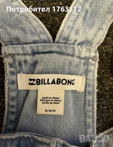 Billabong дамски дънков гащеризон, М размер, обличан веднъж, снимка 4 - Гащеризони - 48297126