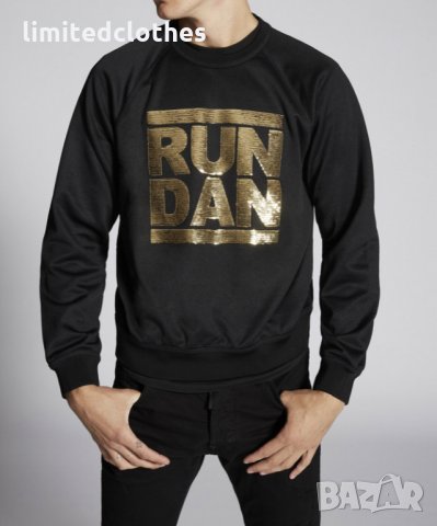DSQUARED D2 ICON RUN DAN GOLD SEQUIN Мъжка Блуза тип Пуловер size L (M), снимка 3 - Пуловери - 34729241