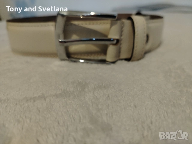 Мъжки колан- кожен TEODOR, цвят - светлобежов, снимка 8 - Колани - 53498256