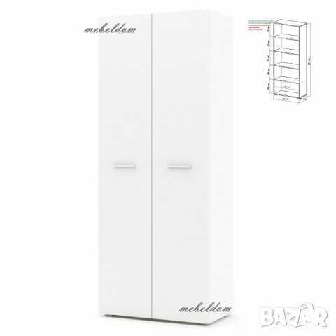 Гардероб двукрилен с 4 рафта(код-4533), снимка 4 - Гардероби - 26944290