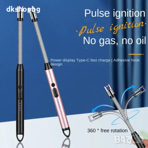 891-2 Ветроустойчива USB дълга кухненска запалка, снимка 3 - Други стоки за дома - 48987960