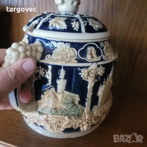 разкошен немски ръчно гравиран буркан румтоп, снимка 4 - Антикварни и старинни предмети - 49207896