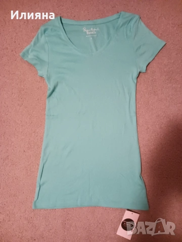 Нова тениска с етикет цвят аквамарин, снимка 2 - Тениски - 53130400