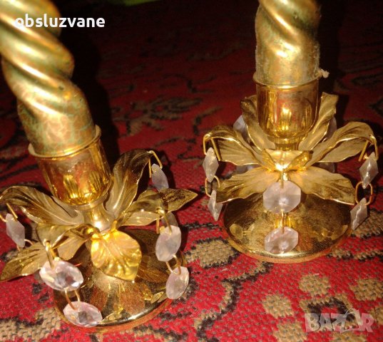Сет от два свещника с кристали и свещи