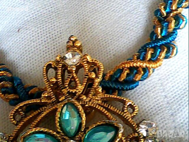 разкошно позлатано колие е обици сес кристали, снимка 3 - Колиета, медальони, синджири - 40838571