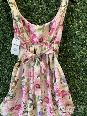 Къси ленени роклички с флорални мотиви , снимка 3 - Рокли - 50995602