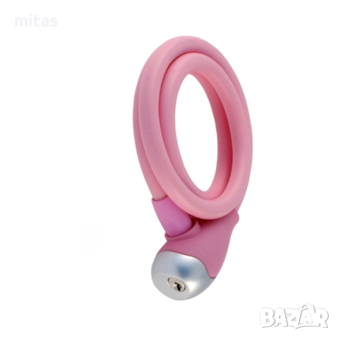 Заключващо устройство за велосипед с ключ WAG PINK 120см/12mm, Силикон, снимка 3 - Аксесоари за велосипеди - 51958728