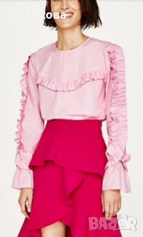 Блуза Zara в розово, снимка 4 - Ризи - 32782712