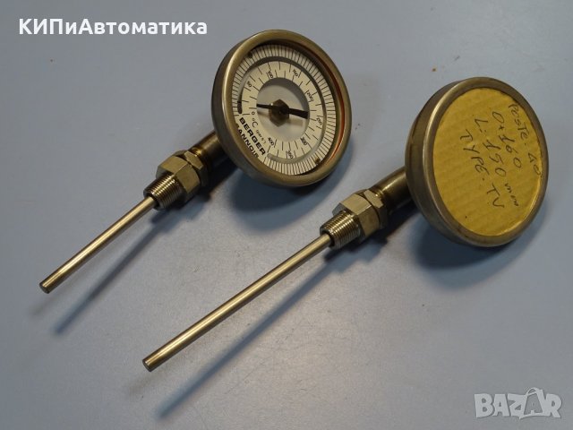 биметален термометър Berger Sannois TV ф115mm, 0/+400°C, 0/+160°C, L-50-175mm, снимка 1 - Резервни части за машини - 35180823