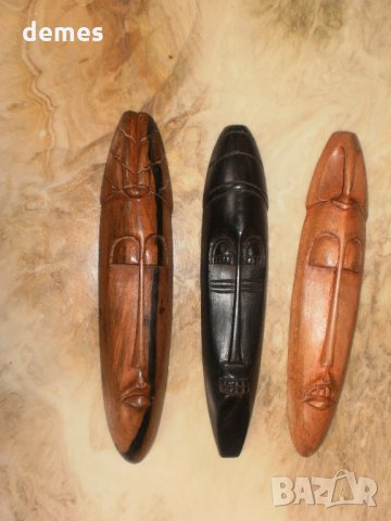  Сет от три абаносови маски-Хауса, Ибо, Йоруба, Нигерия, снимка 2 - Други ценни предмети - 29059531