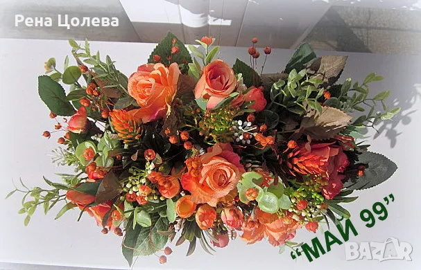 Цветя в дървено чекмедже, снимка 4 - Изкуствени цветя - 48867388