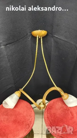 полилей дърво и месинг, снимка 1