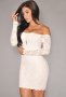 Бяла вталена дантелена рокля с отворени рамене , снимка 1 - Рокли - 40541808