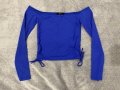 Кроп топ блуза с паднало рамо Bershka S, снимка 1 - Блузи с дълъг ръкав и пуловери - 43674753