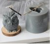 3D Бухал Сова в цилиндър силиконов молд калъп за фондан глина гипс сапун шоколад украса декор свещ, снимка 3