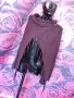 Тъмно лилава жилетка тип пончо с ресни С/М , снимка 1 - Жилетки - 38913300