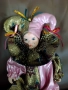 HTF Vintage Jester Joker Doll Mardi Gras Порцеланов клоун, снимка 3