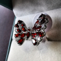 Елегантен сребърен 925 пръстен "Пеперуда" с родиево покритие и Натурални Гранати и Циркони!, снимка 2