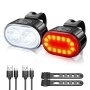 Комплект светлини за велосипед Фар и стоп с LED светлина USB презареждане Водоустойчивост IPX4 