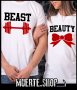Комплект за двойки THE BEAUTY AND THE BEAST с щампа, снимка 1 - Тениски - 44017097