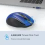 Tecknet M003 2.4G ергономична безжична мобилна оптична мишка с USB нано приемник (синя), снимка 11