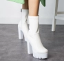 Боти на ток - бяла кожа - NA7, снимка 2