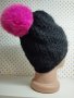 Дамска плетена шапка със заешка папулка- мпш45, снимка 2