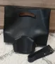 Дамска черна чанта с несесер, снимка 1
