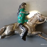 Антикварна Играчка Стар метален ездач, снимка 1 - Други ценни предмети - 27532142