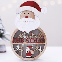 Коледна светеща фигурка Дядо Коледа. Изработена от дърво с лазерно изрязани 3D мотиви, снимка 3 - Декорация за дома - 43049263