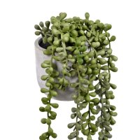 Декоративна саксия с изкуствено зелено растение, Сив/ зелен, 9х45 см, снимка 2 - Изкуствени цветя - 40654437