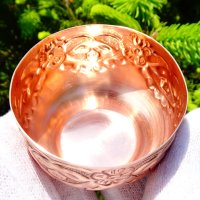 Медна чаша,коктиера с ковани орнаменти. , снимка 3 - Антикварни и старинни предмети - 40777193