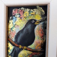 Черна птичка, акварел, картина, снимка 3 - Картини - 43474703
