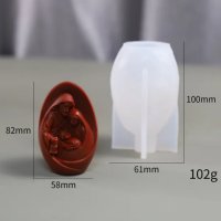 3D Яйце великденско Християнско семейство силиконов молд форма фондан шоколад гипс смола свещ, снимка 1 - Форми - 43690415