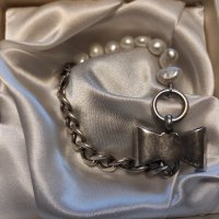 Сребърна гривна с естествени перли (223), снимка 14 - Гривни - 43370819