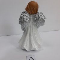 Бяло и сребристо -  Ангел изправен с гълъб - Модел А, снимка 8 - Статуетки - 37925726