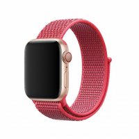 Текстилна каишка band за Apple Watch 7, 6, 5, 4, 3 - велкро hibiscus pink  цвят, снимка 1 - Каишки за часовници - 32357154