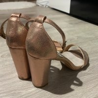 Обувки на висок ток токчета естествена кожа розово злато, снимка 3 - Дамски обувки на ток - 34764382