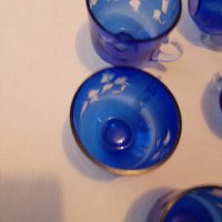 Чаши,за кафе чай от син  БОХЕМСКИ КРИСТАЛ , снимка 4 - Други ценни предмети - 43126197