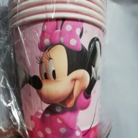 Мини Маус minnie mouse розов фон 10 бр картонени чаши парти рожден ден, снимка 2 - Чаши - 18225961